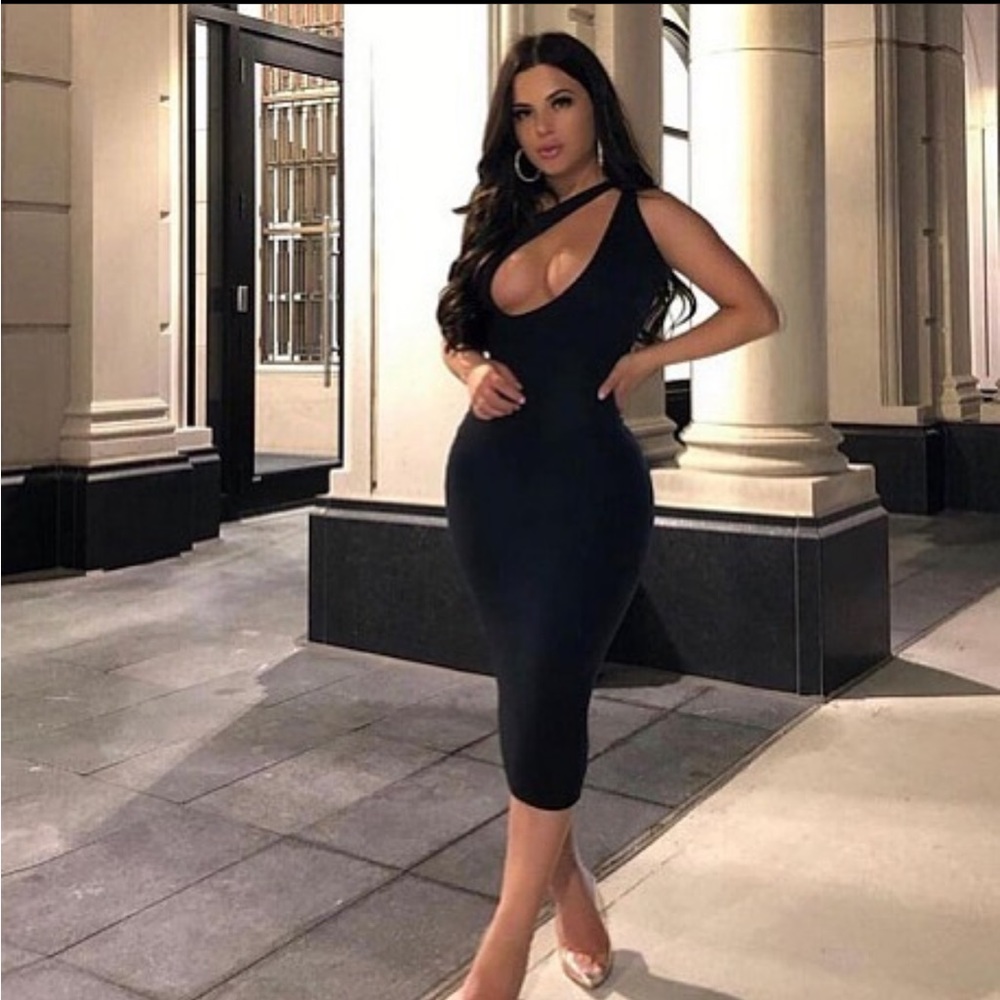 Sexy black open front dress